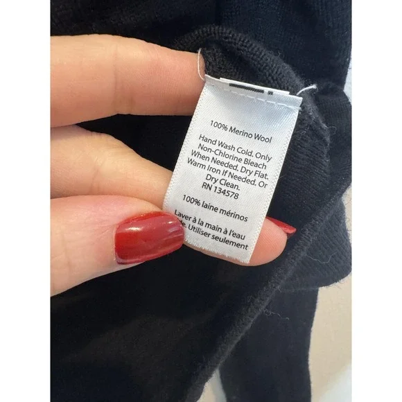 Vineyard Vines Sweater Womens Small Black Merino Wool Hooded Full Zip Knit - Picture 4 of 8